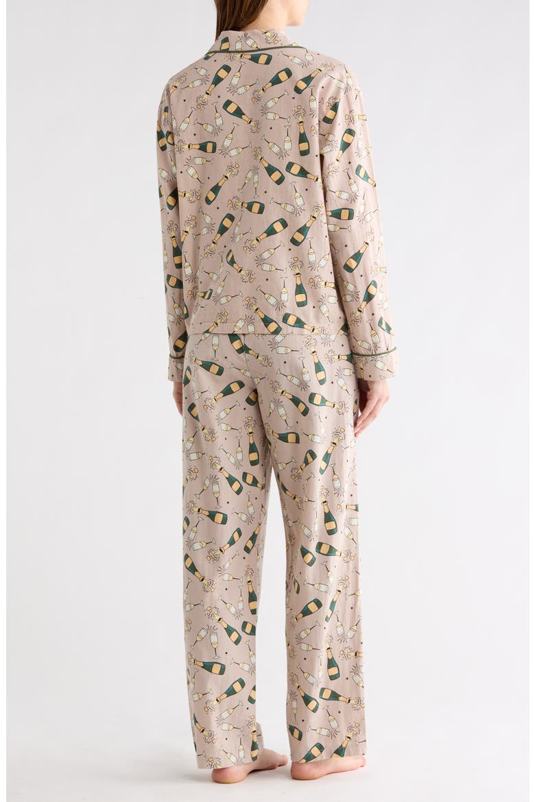 Kalin Champange Print Brushed Jersey Pajamas, Alternate, color, BEIGE