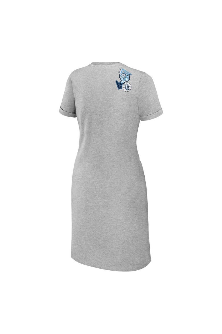 Women's WEAR by Erin Andrews Heather Gray Tampa Bay Rays  Knotted T-Shirt Dress, Alternate, color, Heather Gray