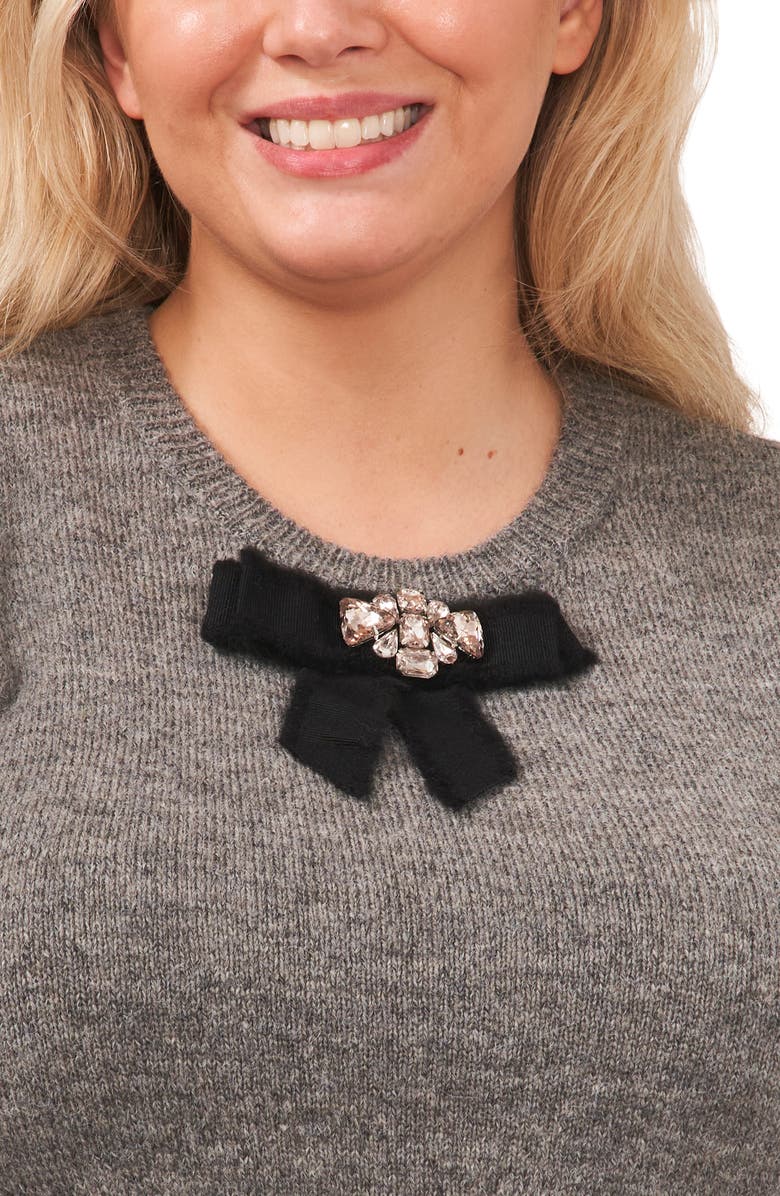 CeCe Crystal Bow Puff Sleeve Sweater, Alternate, color,