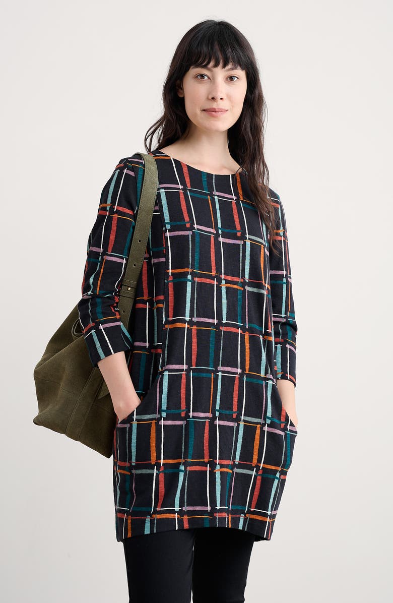 Seasalt Cornwall Shore Foraging Organic Cotton Tunic, Alternate, color, Rock Check Onyx