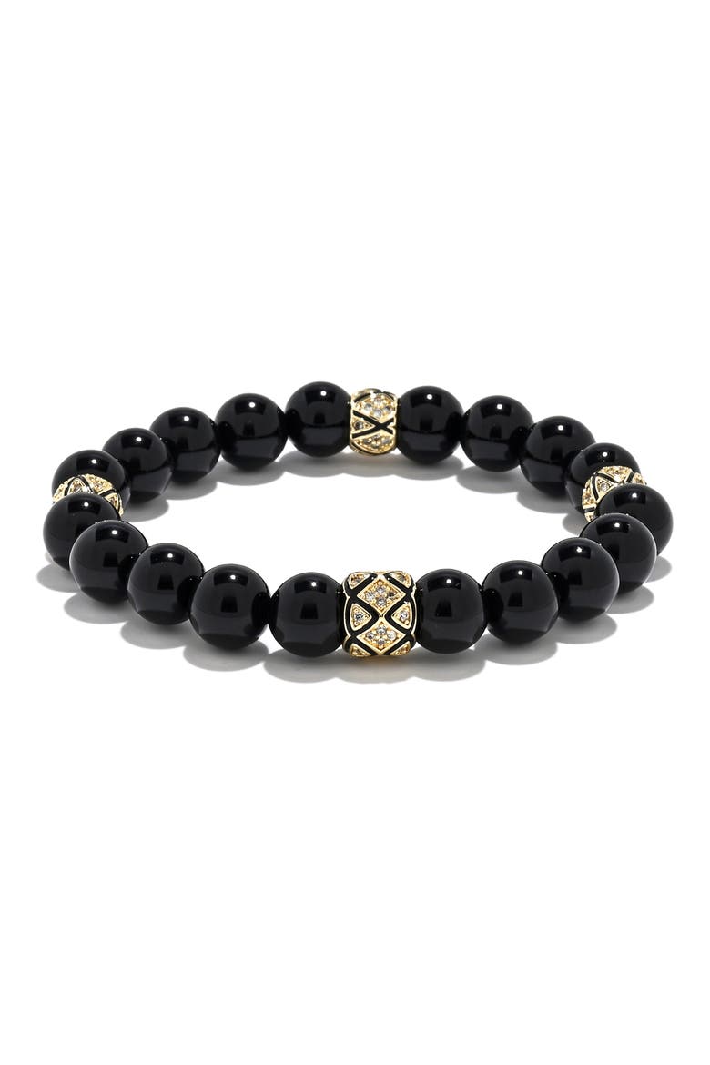 Ben Pavé Beaded Stretch Bracelet, Main, color, BLACK