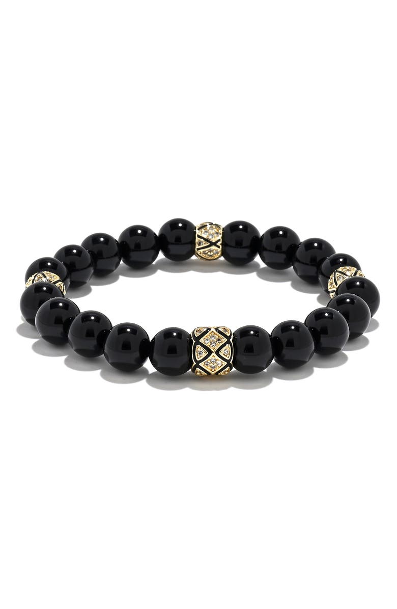 EYE CANDY LOS ANGELES Ben Pavé Beaded Stretch Bracelet, Main, color, Black
