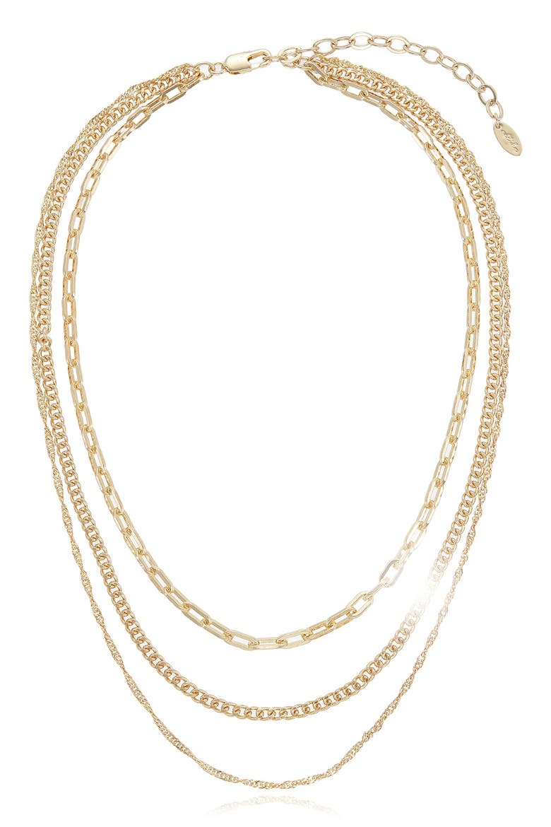 Mixed Links Layered Necklace, Alternate, color, GOLD