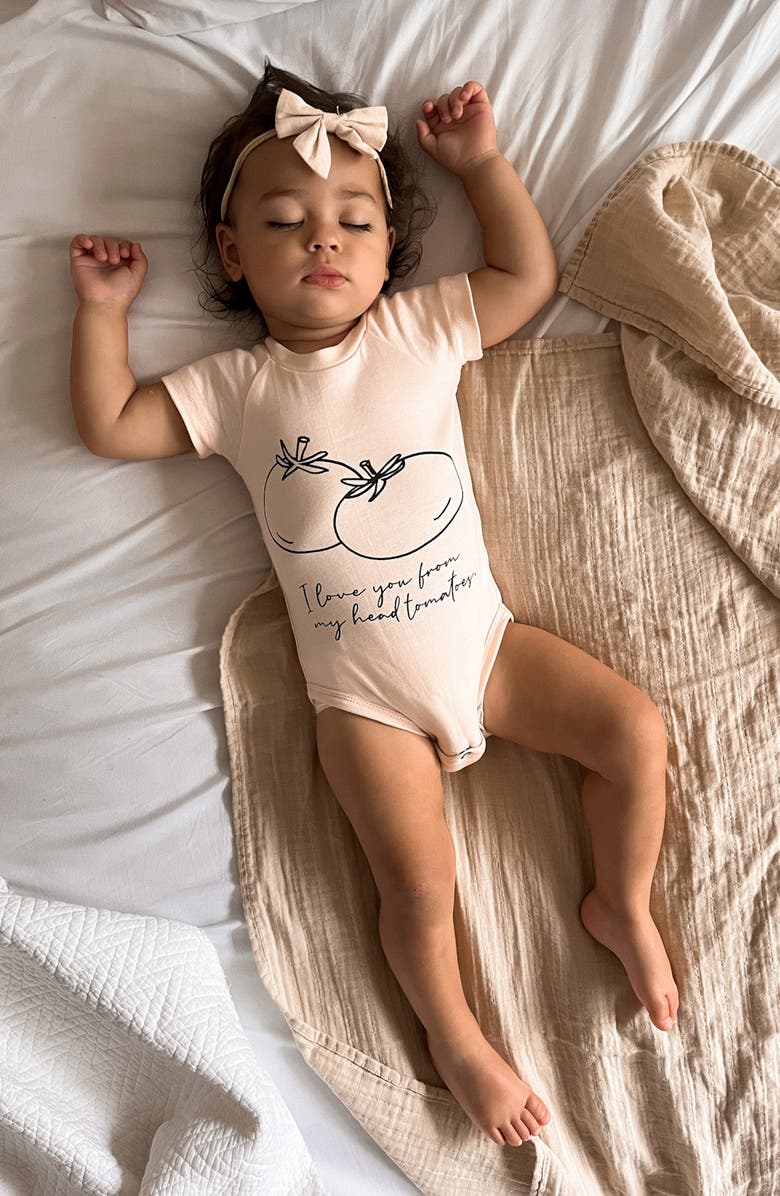 L'ovedbaby Tomato Organic Cotton Graphic Bodysuit, Alternate, color, Blush Tomatoes