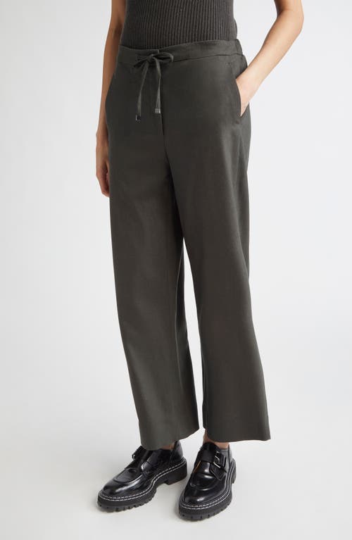 Max Mara Flora Stretch Virgin Wool Drawstring Pants In Green
