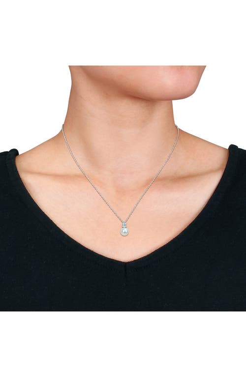 Delmar Aquamarine & Freshwater Pearl Stud Earrings & Pendant Necklace Set