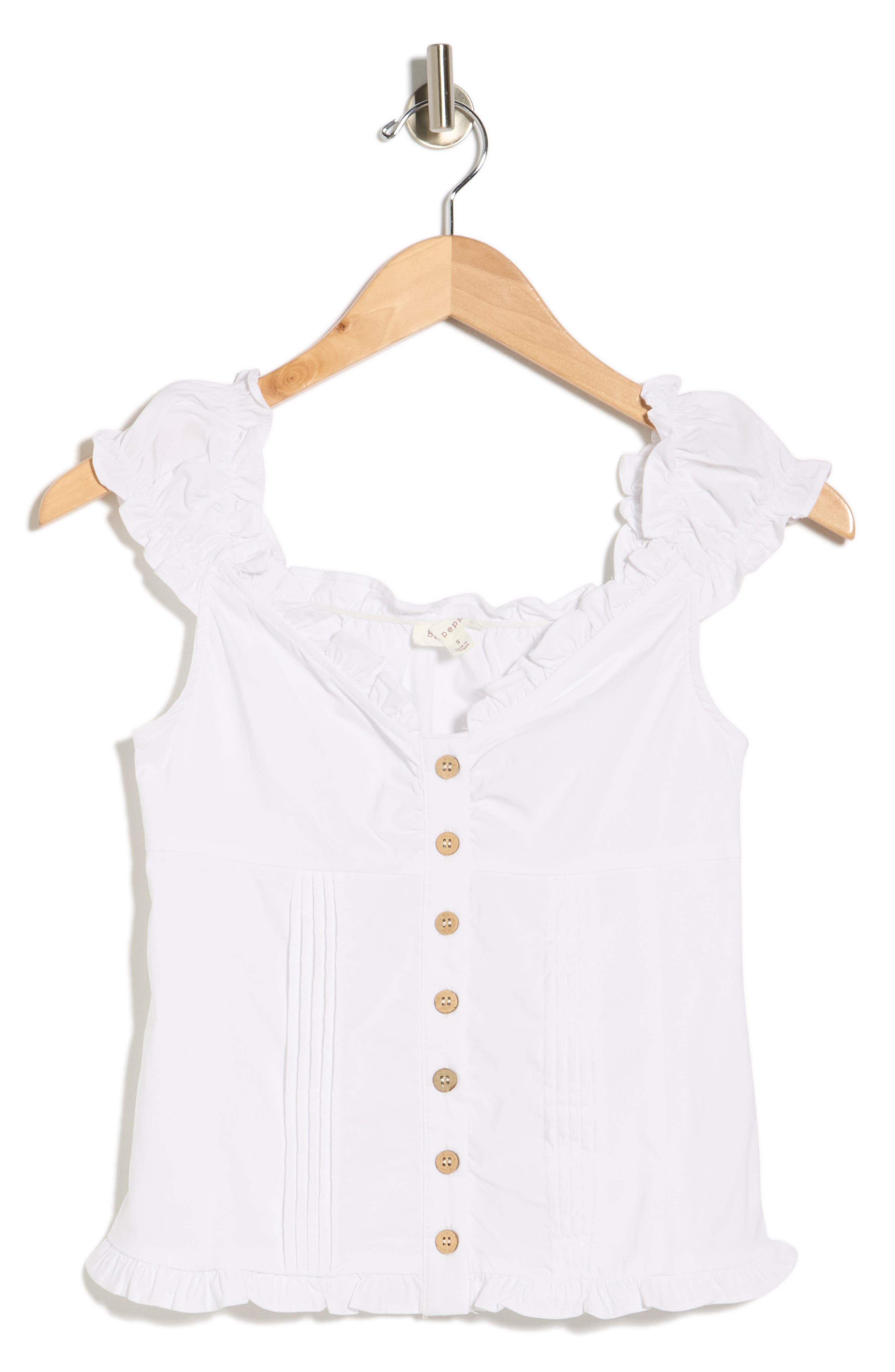 Blu Pepper Cap Sleeve Button Top