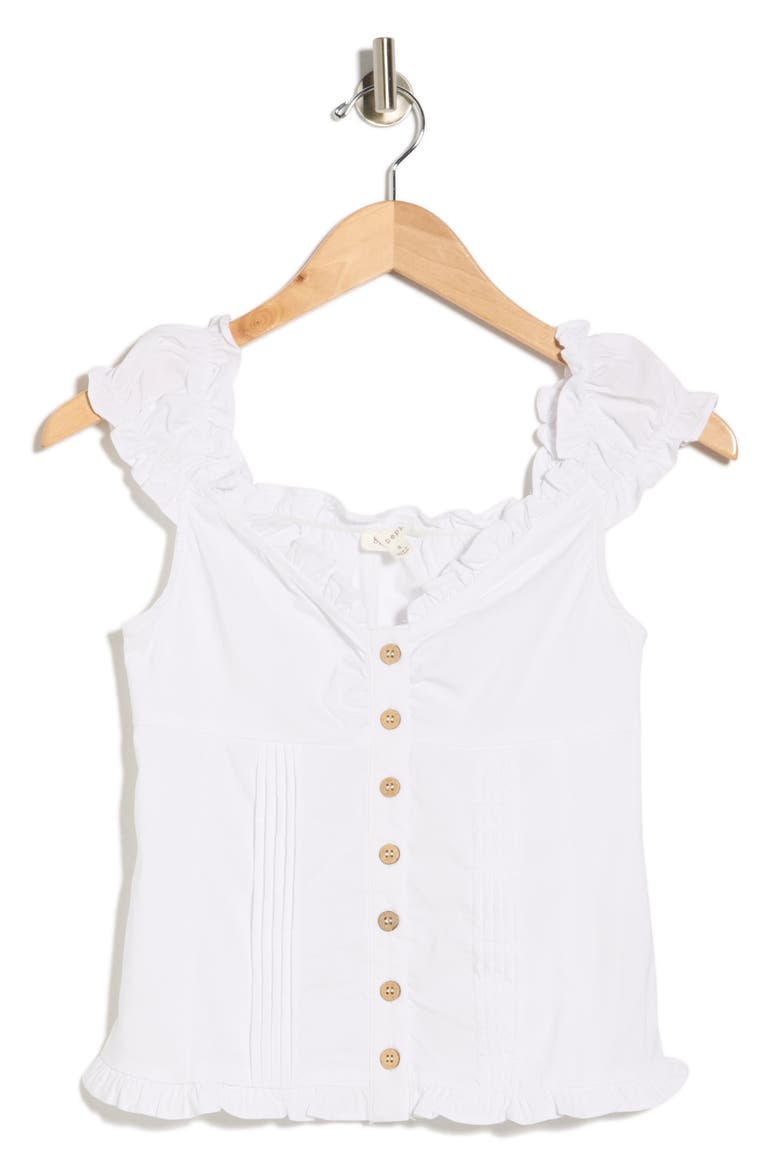 Cap Sleeve Button Top, Alternate, color, WHITE