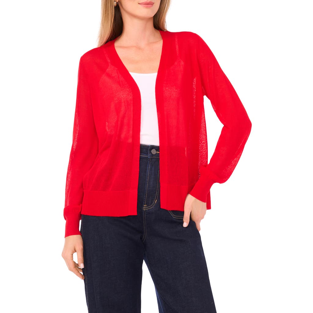 Vince Camuto Tissue Knit Cardigan In Red