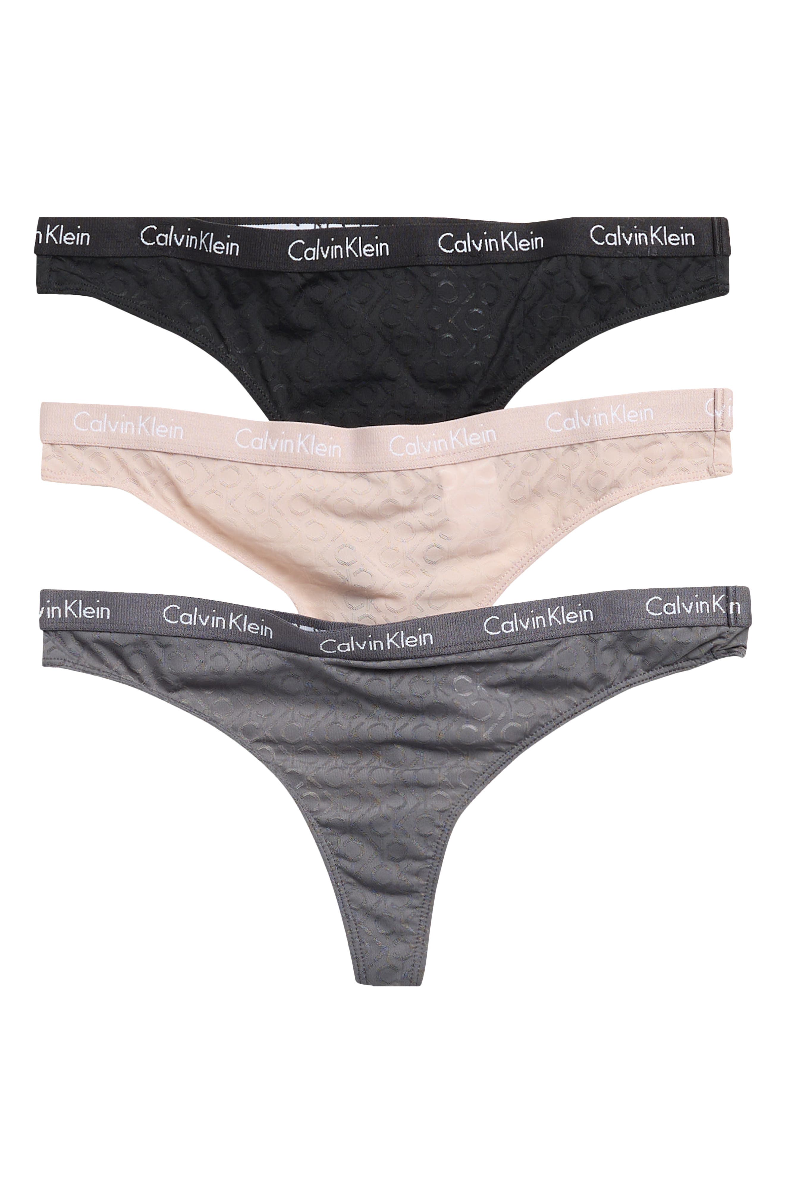 Calvin Klein 3-Pack Carousel Monogram Mesh Thongs