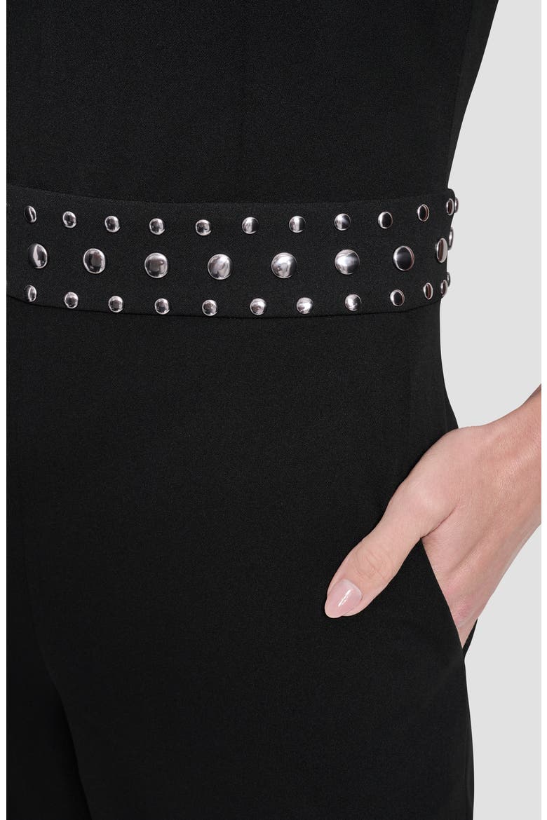 Stud Detail Scuba Crepe Jumpsuit, Alternate, color, BLACK