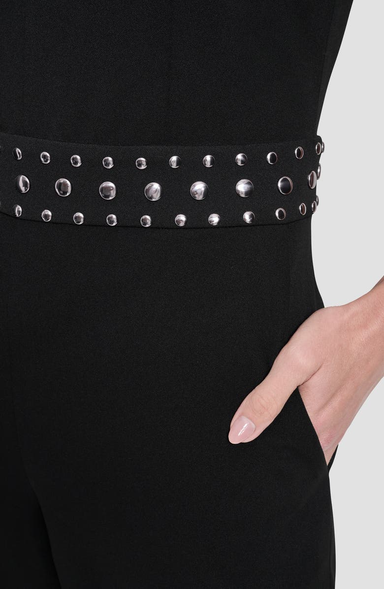 DKNY Stud Detail Scuba Crepe Jumpsuit, Alternate, color, Black