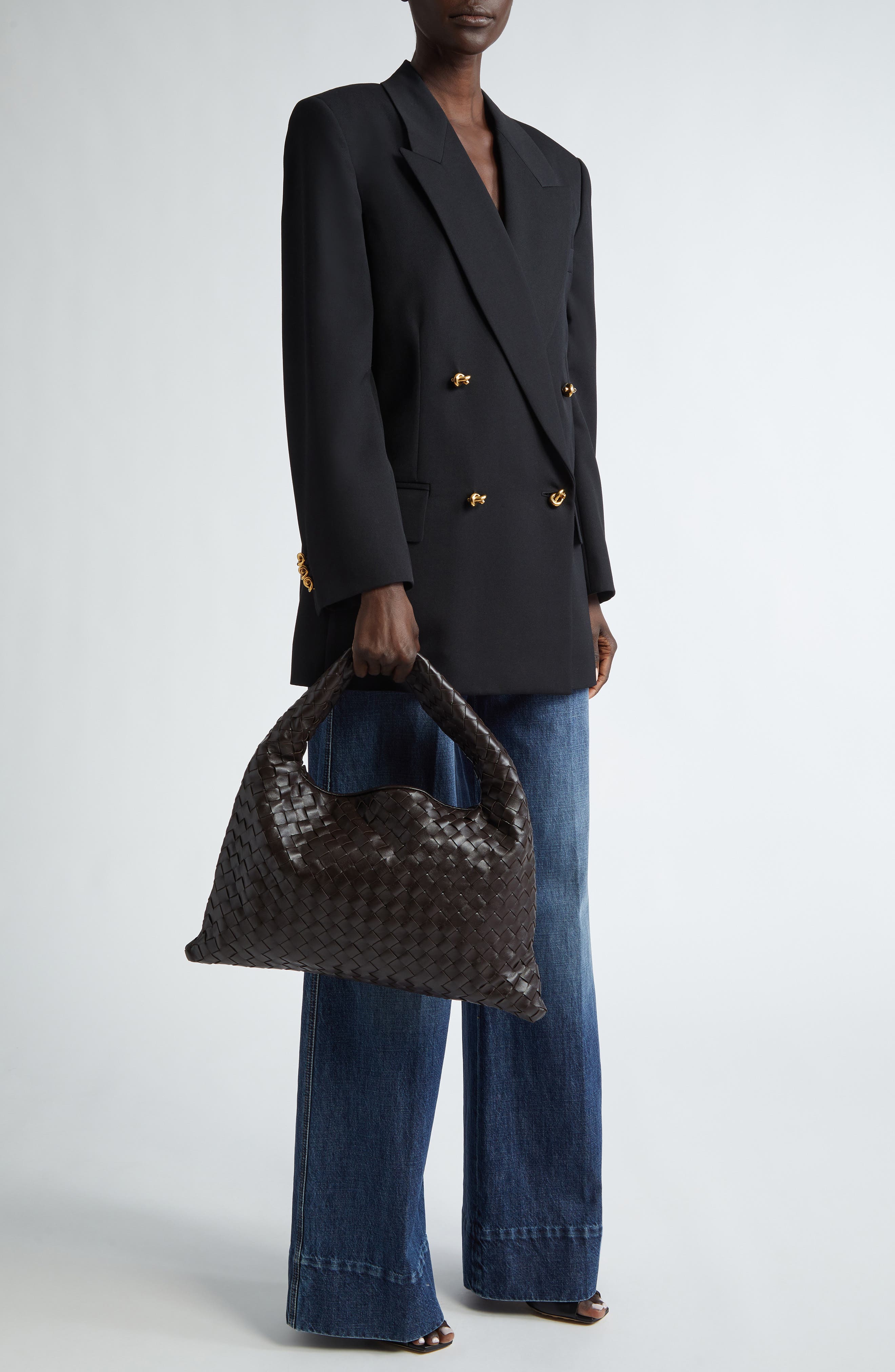 Small Hop Intrecciato Leather Hobo Bag, Alternate, color, 2190 FONDANT-M BRASS