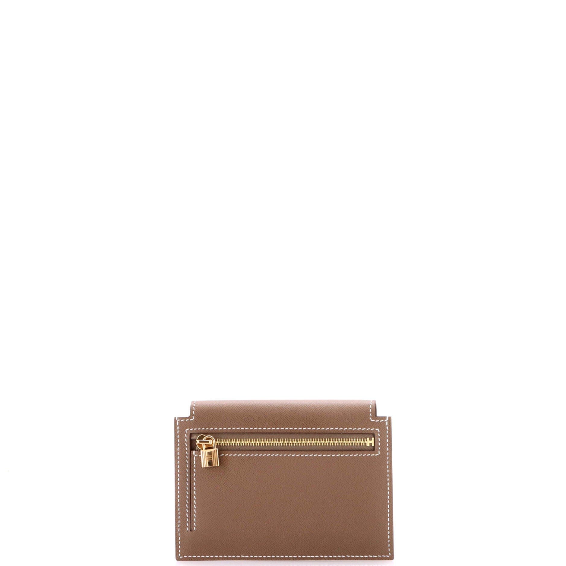 Pre-Owned Hermes Kelly Pocket Compact Wallet Epsom, Alternate, color, Etoupe