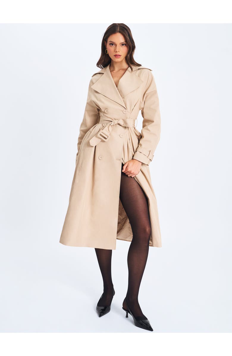 Miss Circle Ulila Double-Breasted Pleated Cotton-Blend Trench Coat, Alternate, color, Beige