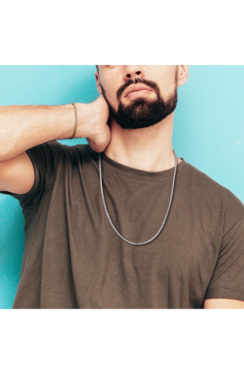 DELMAR Men's Rope Chain Necklace & Bracelet Set, Alternate, color, Silver