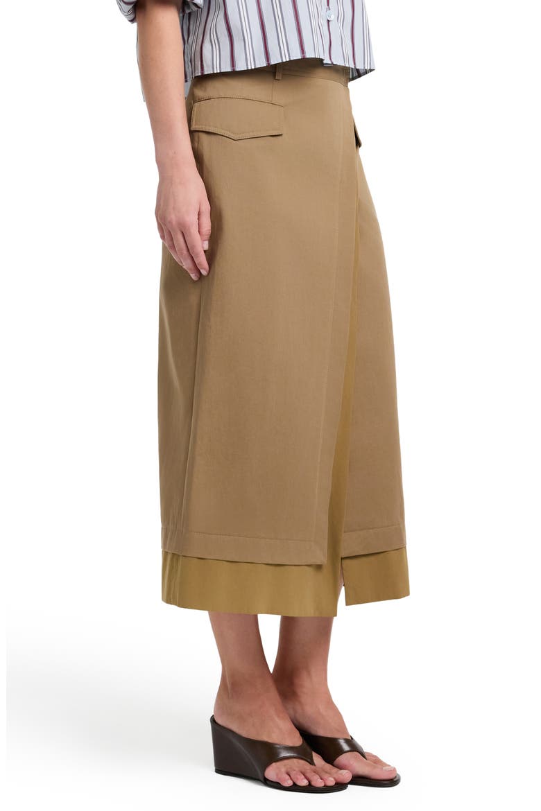 A Trip to the Met Cotton Wrap Midi Skirt, Alternate, color, BRITISH KHAKI