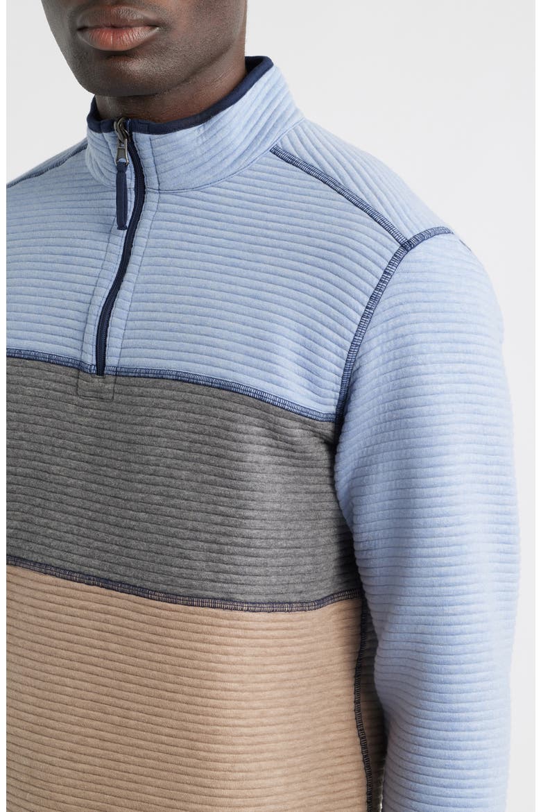 Reversible Quilted Quarter Zip Pullover, Alternate, color, LIGHT BLUE HEATHER/ NAVY