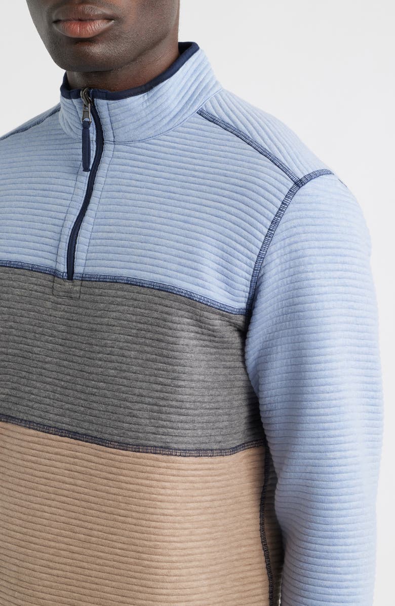 Johnston & Murphy Reversible Quilted Quarter Zip Pullover, Alternate, color, Light Blue Heather/ Navy