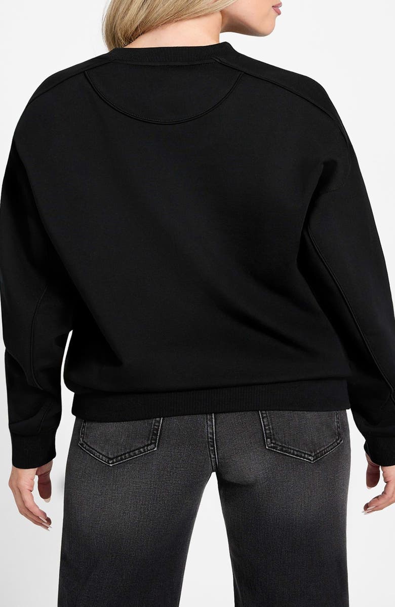 GUESS Logo Embellished Organic Cotton Graphic Sweatshirt, Alternate, color, Black-Black