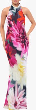 Betsy & Adam Floral Halter Gown