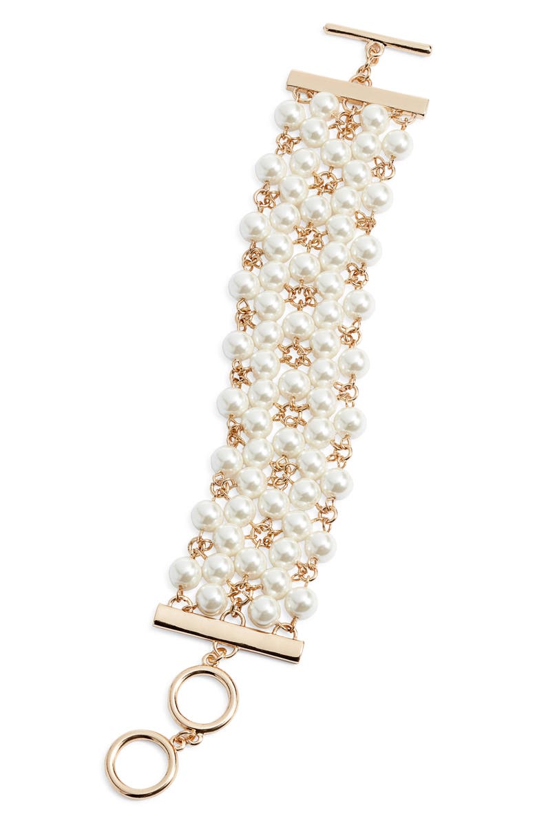 Nordstrom Faux Pearl Bracelet, Main, color, White- Gold