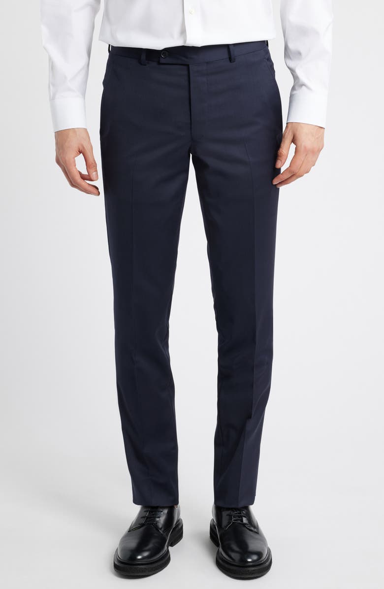 AllSaints Ross Slim Fit Taper Leg Stretch Wool Pants, Main, color, Navy