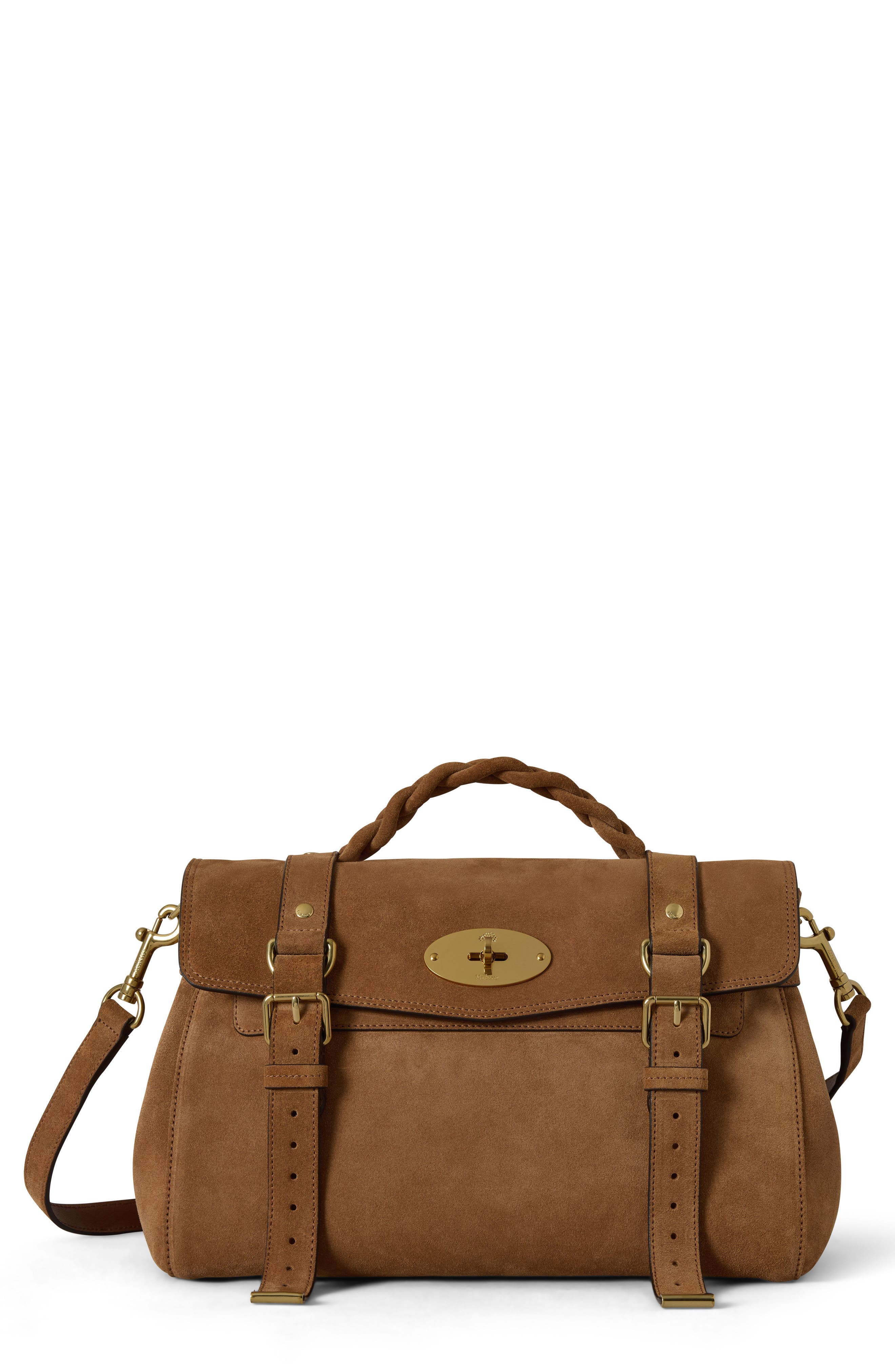 Alexa Suede Satchel, Main, color, VINTAGE OAK
