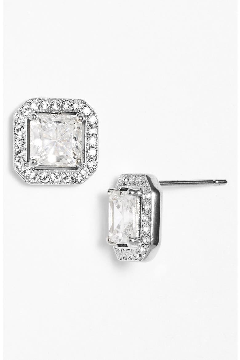 Crystal Stud Earrings, Main, color, SILVER/ CLEAR