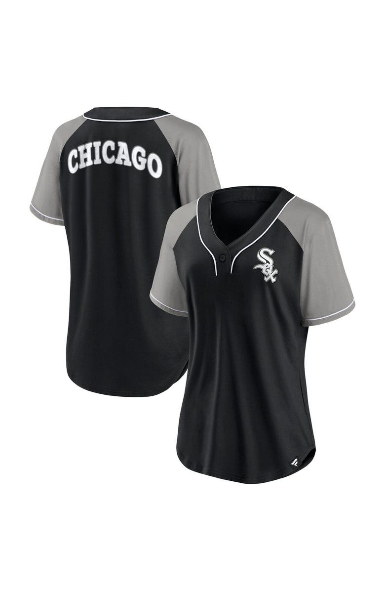 FANATICS Women's Fanatics Branded Black Chicago White Sox Ultimate Style Raglan V-Neck T-Shirt, Main, color, Black