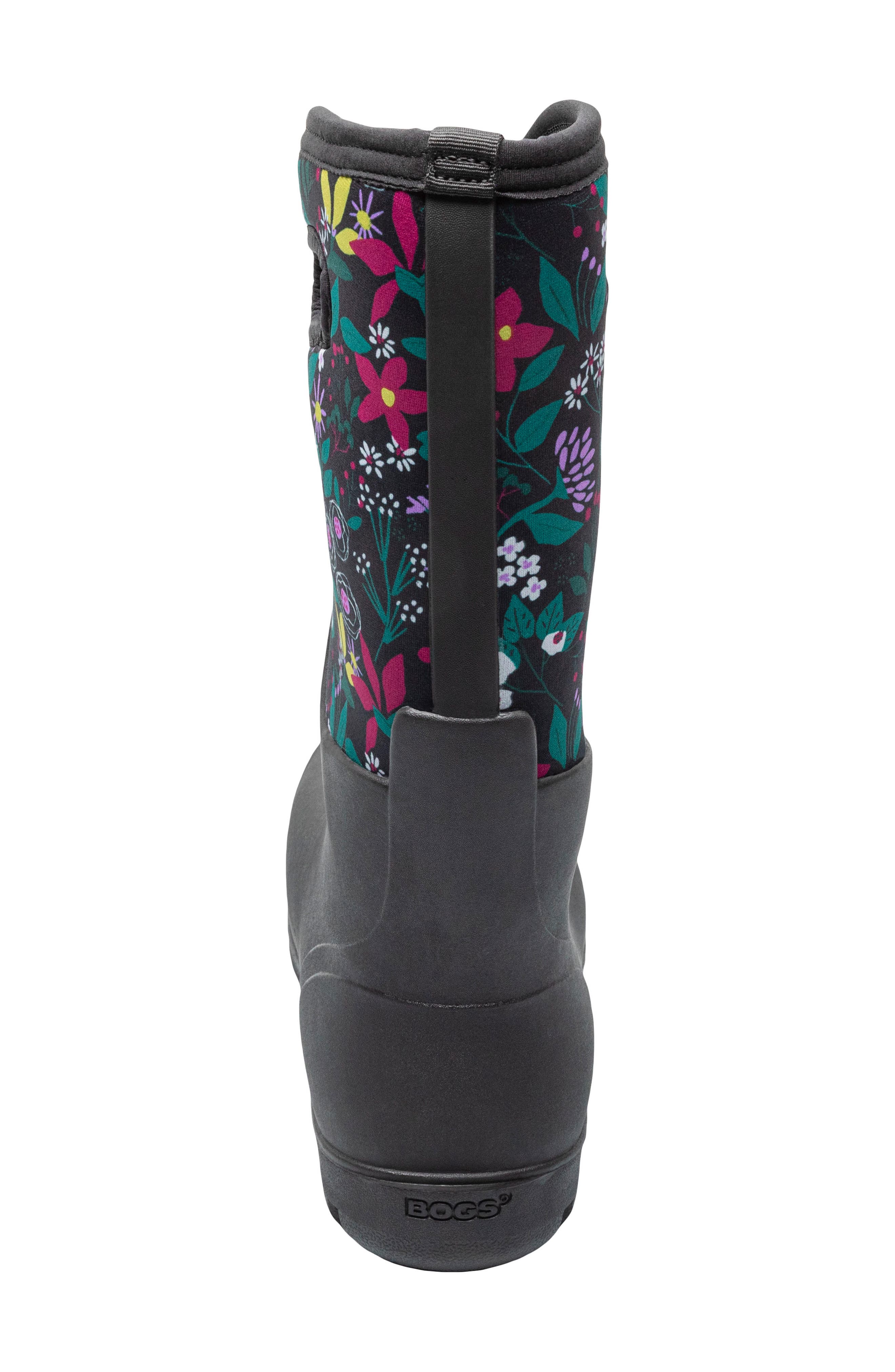 Bogs Neo Classic Cartoon Flower Waterproof Rain Boot, Alternate, color, 