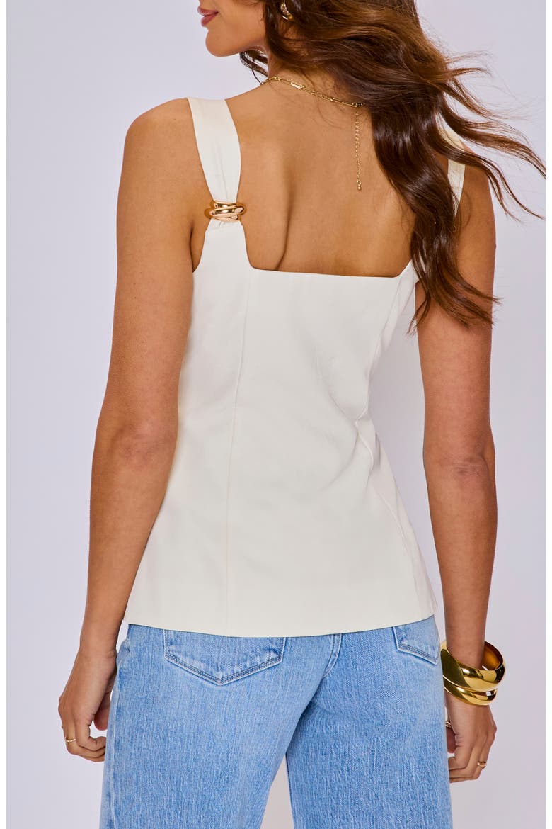 Primrose Buckle Detail Peplum Top, Alternate, color, CREAM