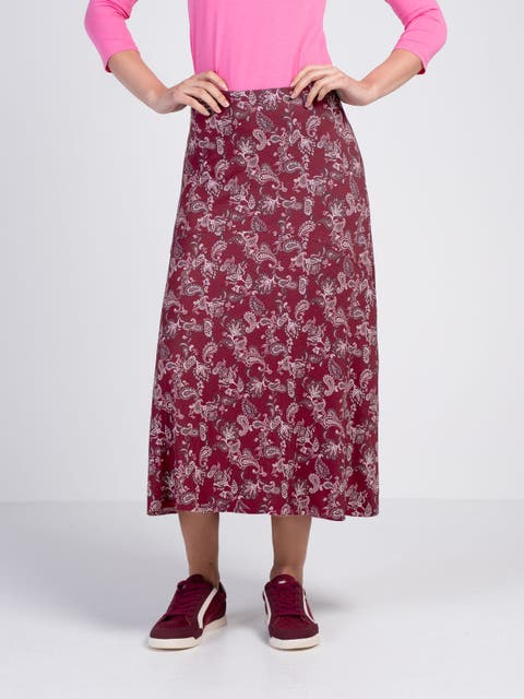 Printed Paisley Maxi Skirt