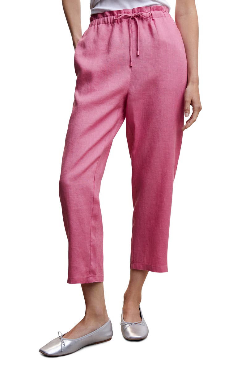 MANGO Drawstring Linen Pants, Main, color, 