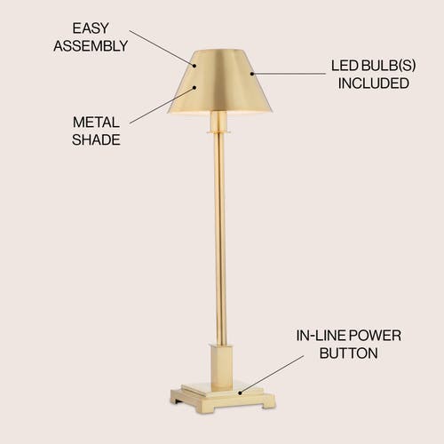 Jonathan Y Designs Roxy 26in Metal Shade Table Lamp In Brushed Brass Gold
