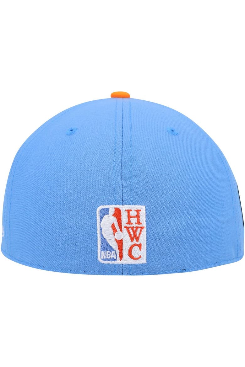 Men's Mitchell & Ness Light Blue/Orange Cleveland Cavaliers Hardwood Classics Coast to Coast Fitted Hat, Alternate, color, Light Blue