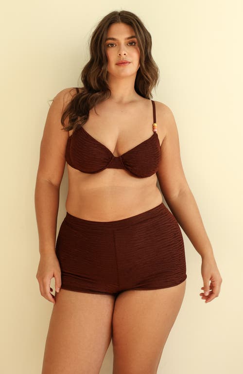 Dippin Daisys Farrah Elastic Waist Booty Short In Mocha Crinkle
