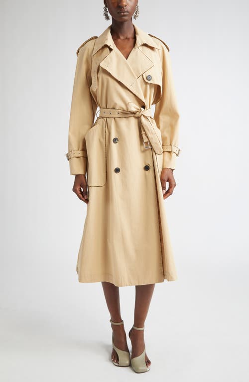 Dries Van Noten Piped Cotton Poplin Trench Coat In Neutral