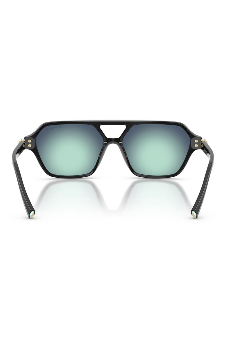 58mm Square Sunglasses, Alternate, color, BLACK / AZURE RADIAL BLUE
