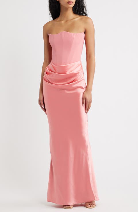 Persephone Strapless Corset Satin & Stretch Crepe Mermaid Gown