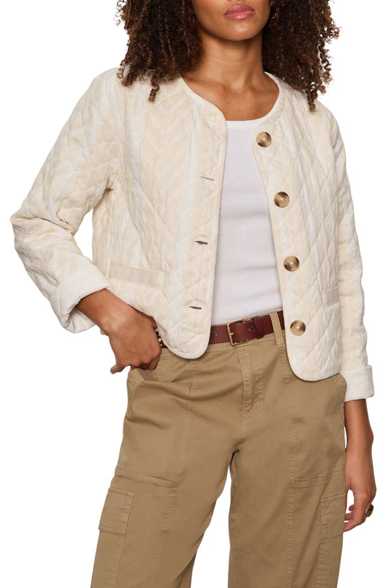 Coco Geo Quilted Jacket, Main, color, COLLAGEN WHITE STRIPE
