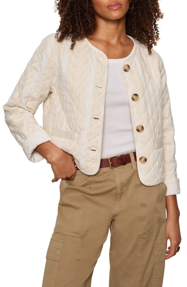 Sanctuary Coco Geo Quilted Jacket, Main, color, Collagen White Stripe