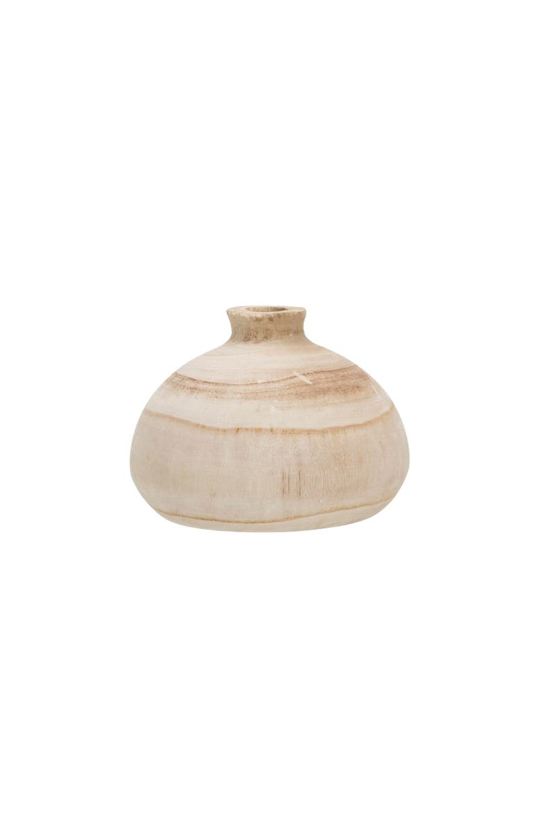 Storied Home Small Paulownia Wood Vase, Main, color, Brown