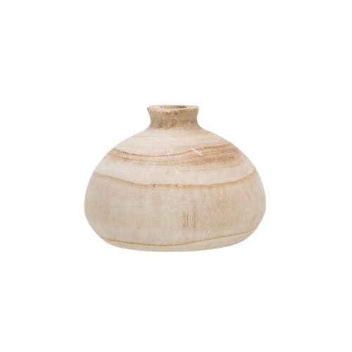 Storied Home Small Paulownia Wood Vase In Brown