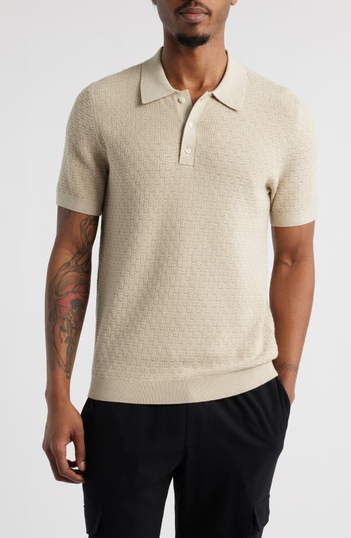Open Edit Texture Polo Sweater In Beige Birch