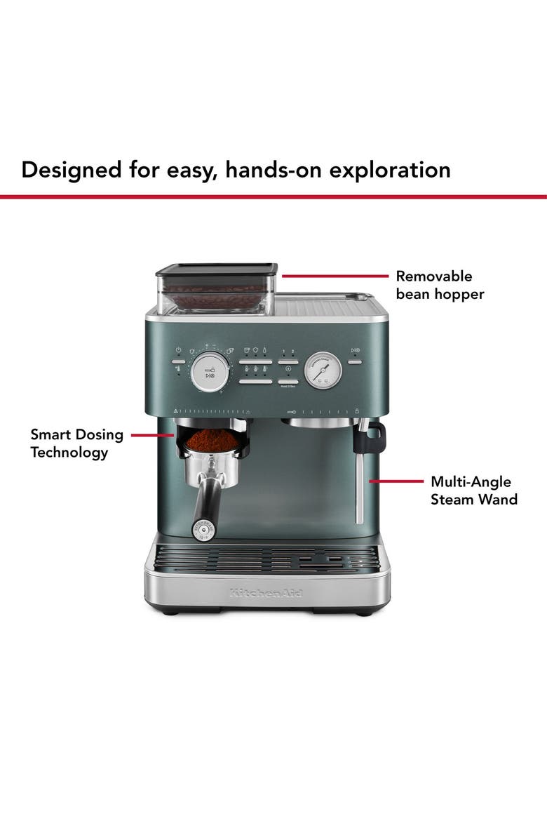 Semi Automatic Espresso Machine with Burr Grinder, Alternate, color, Juniper