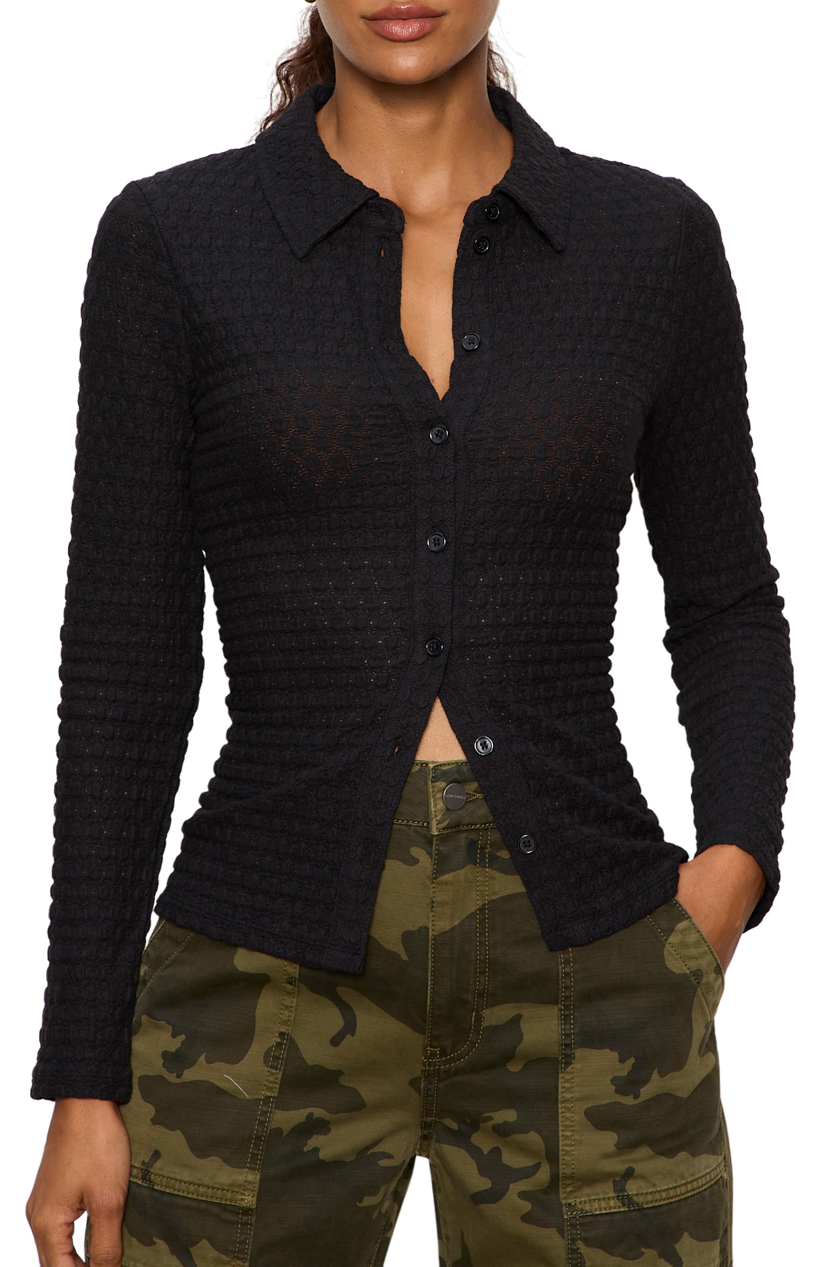 Dreamer Textured Bubble Knit Button-Up Shirt