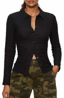 Dreamer Textured Bubble Knit Button-Up Shirt