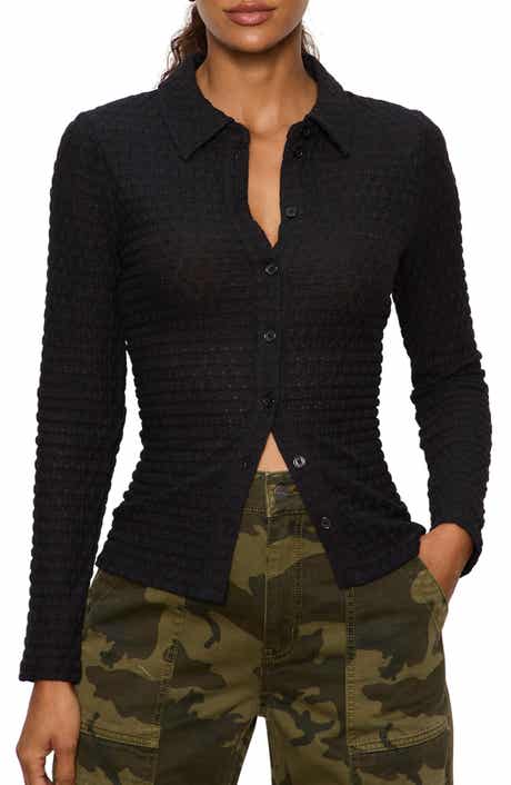 Dreamer Textured Bubble Knit Button-Up Shirt