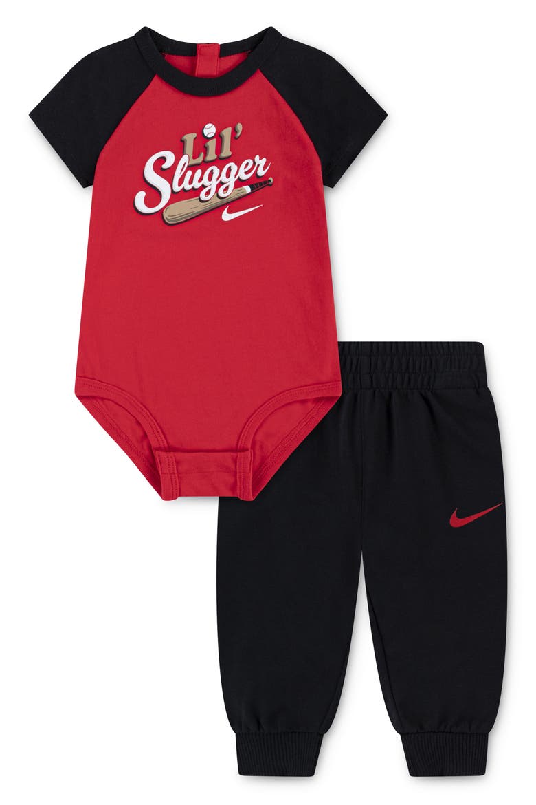 Graphic Bodysuit & Joggers Set, Main, color, BLACK